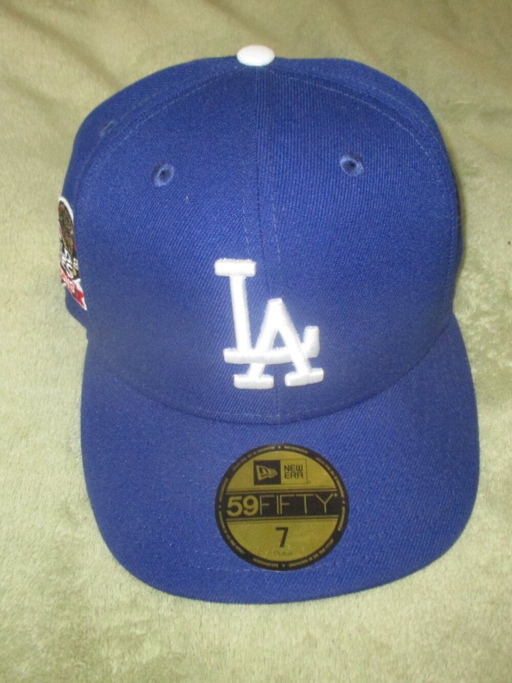 New Era 59Fifty LA Dodger Blue 2024 World Series Champs Fitted BB Cap Sz 7 NWT